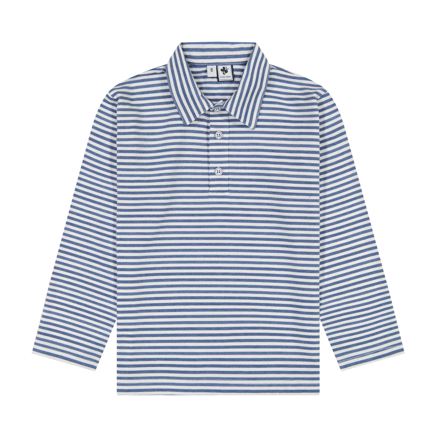 Boys Long Sleeve Polo Mini Blue Stripe