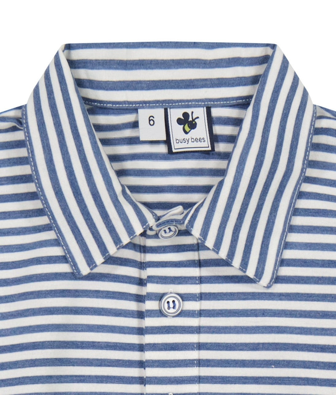 Boys Long Sleeve Polo Mini Blue Stripe