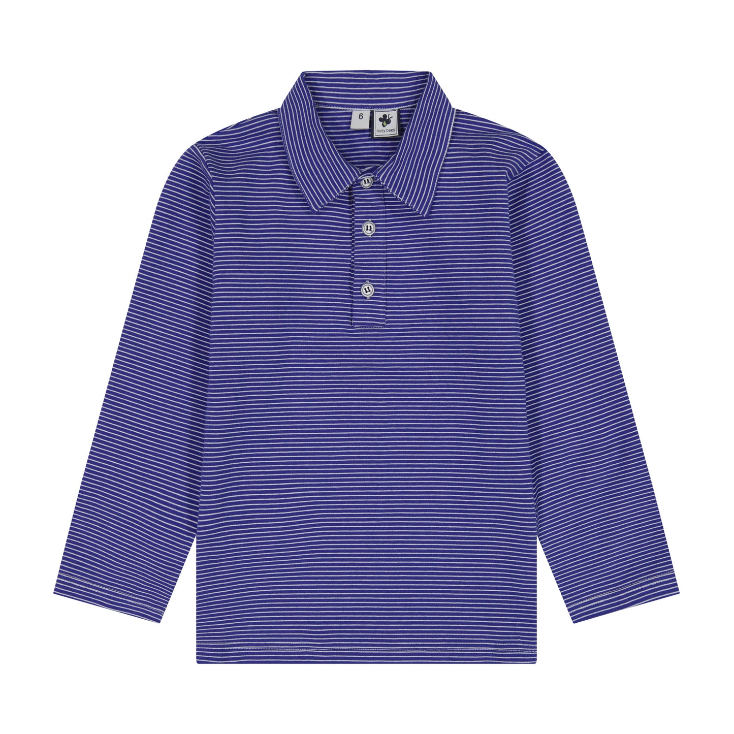 Boys Long Sleeve Polo Royal Blue Stripe