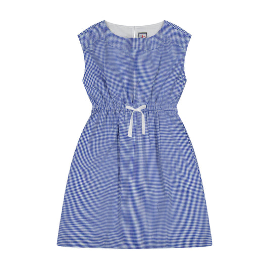 Izzy Drawstring Dress Blue Mini Check