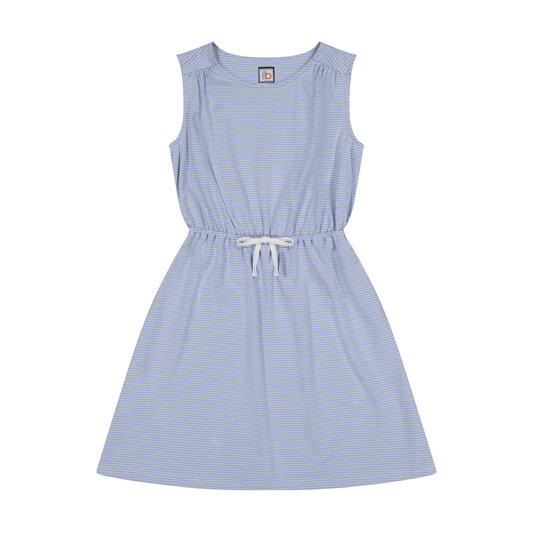 Lindsey Drawstring Dress Cornflower Blue Mini Stripe