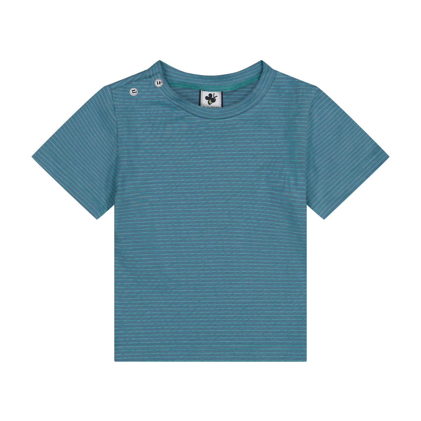 Henry Button Tee Blue Green Mini Stripe