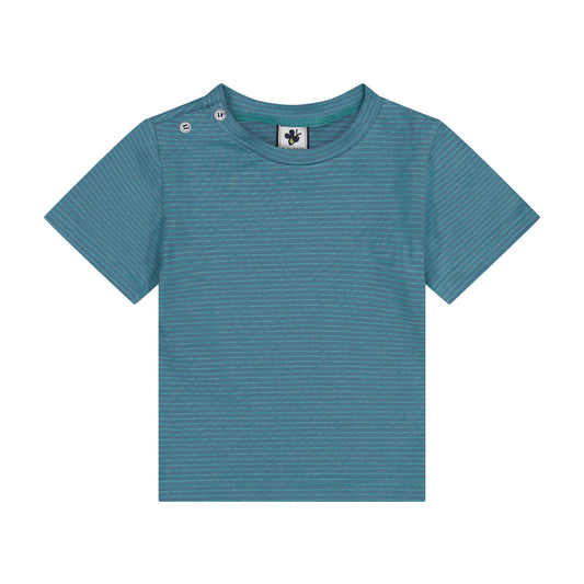 Henry Button Tee Blue Green Mini Stripe