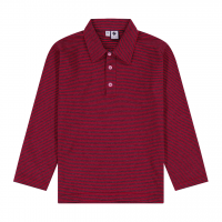 Boys Long Sleeve Polo Red Charcoal Ministripe