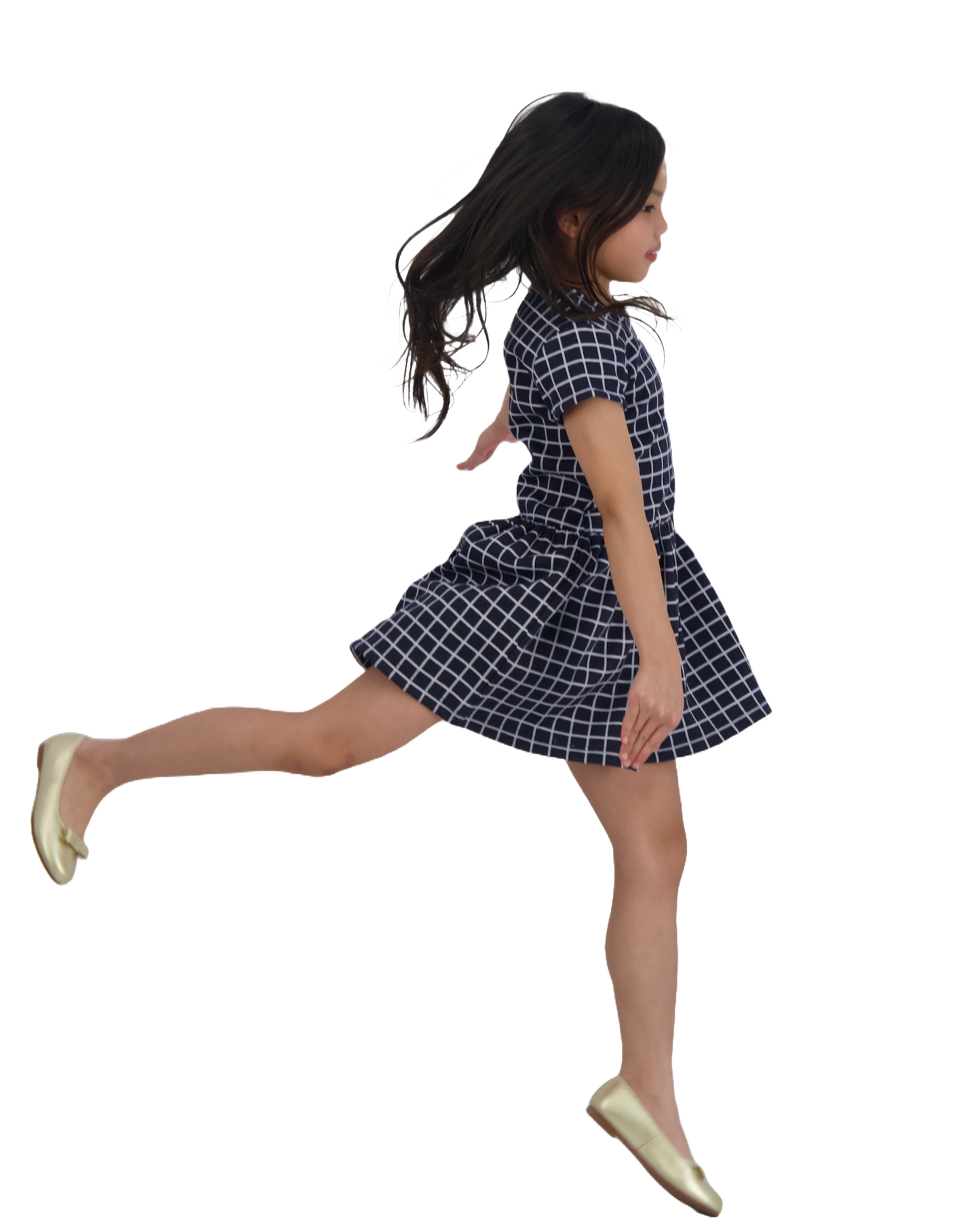 Palmer Girls Dropwaist Dress Navy Windowpane Check