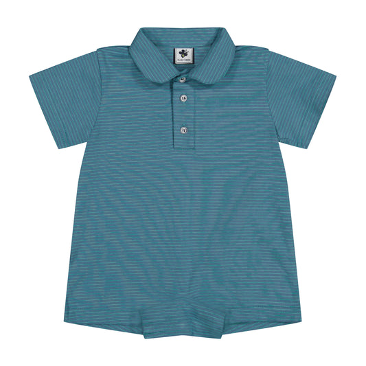 Hudson Romper Blue Green Ministripe