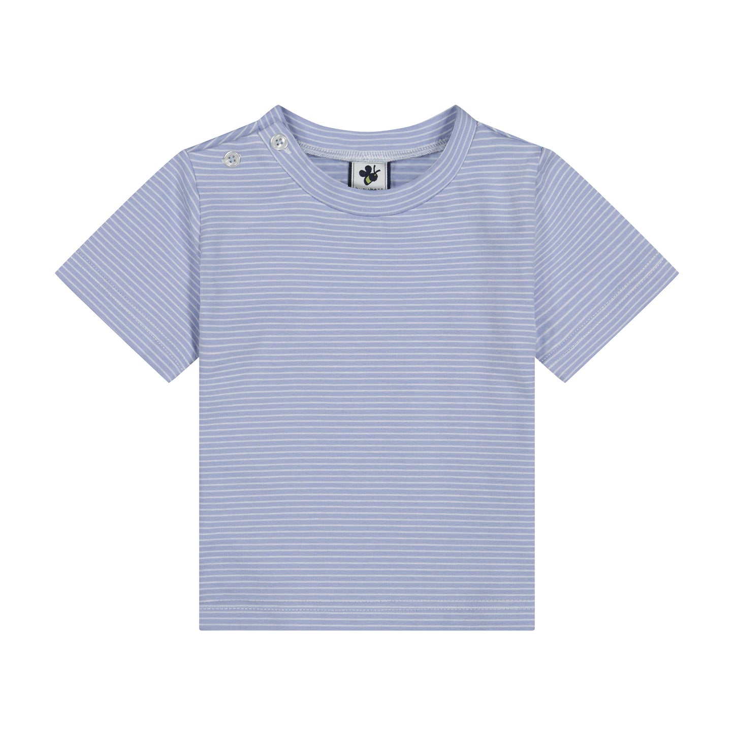 Henry Button Tee Cornflower Blue Mini Stripe