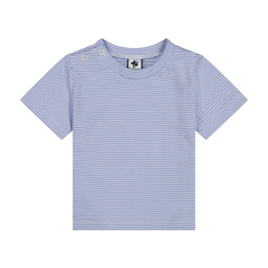 Henry Button Tee Cornflower Blue Mini Stripe