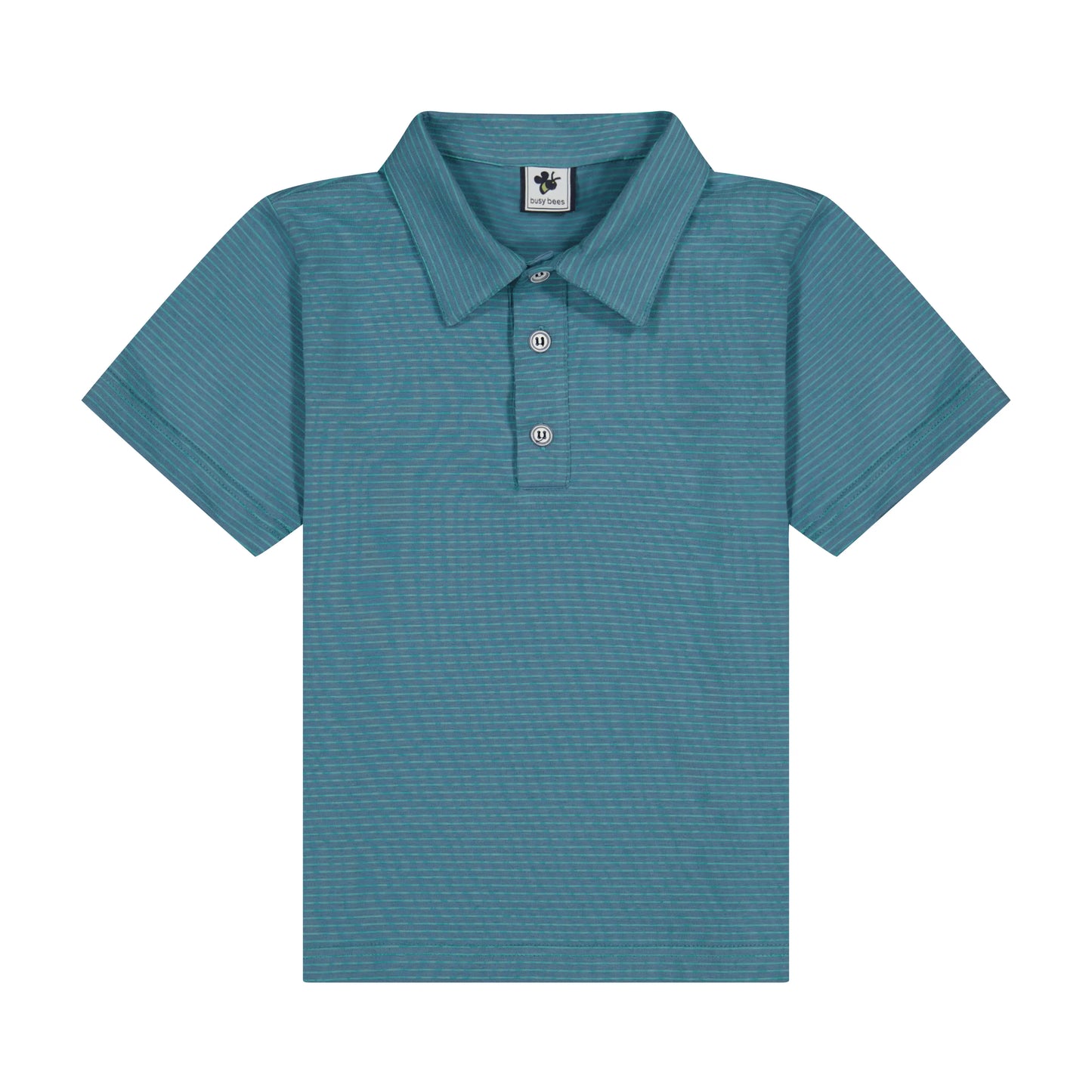 Busy Bees Polo Blue Green Mini Stripe