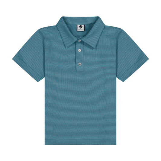 Busy Bees Polo Blue Green Mini Stripe