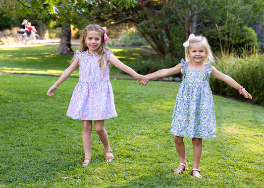 Sawyer Flutter Sleeve Dress Blue Hydrangea