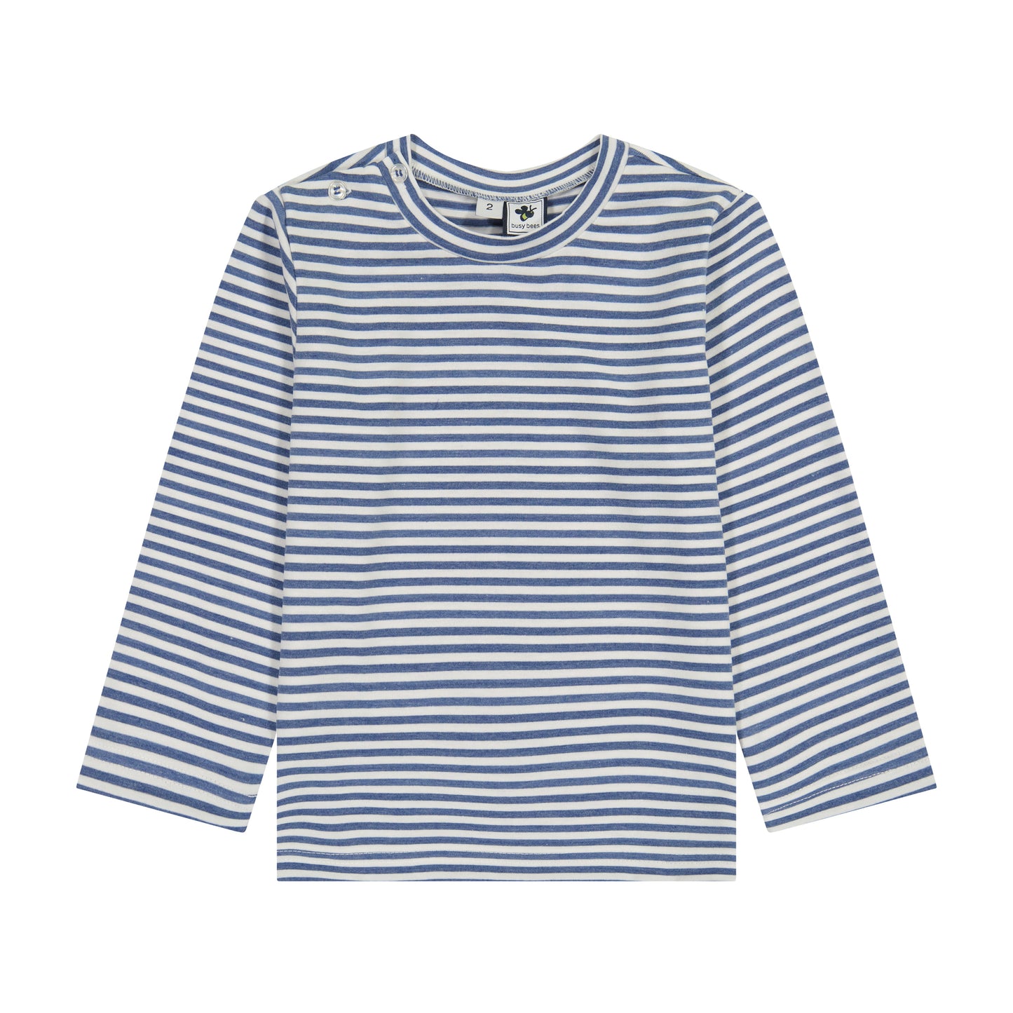 Henry Boys Button Shoulder Long Sleeve Tee Mini Blue Stripe