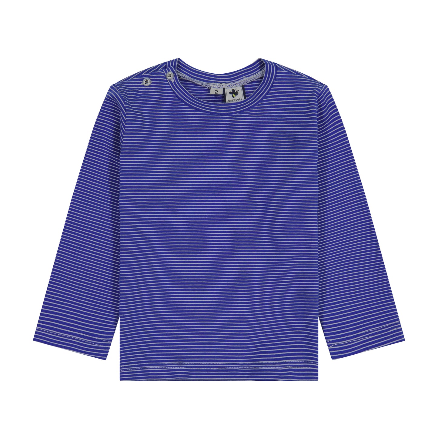 Henry Boys Button Shoulder Long Sleeve Tee Royal Blue Stripe