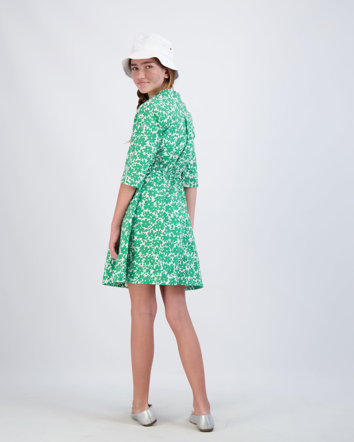 Gabriela Circle Skirt Dress Green Poppy