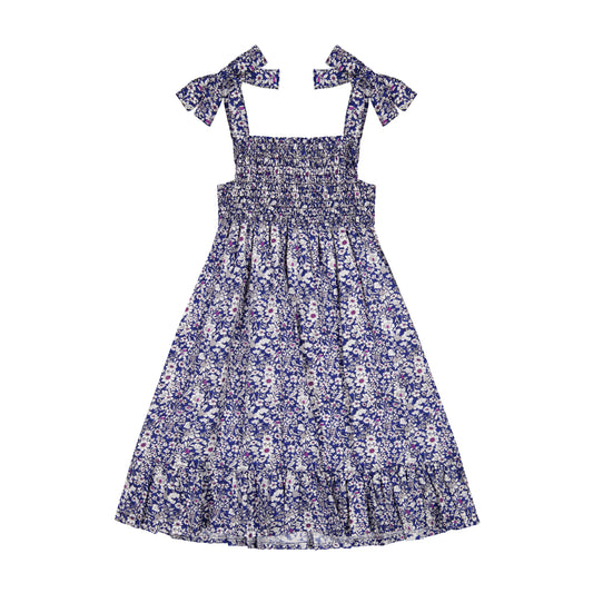 India Shoulder Tie Sundress Navy Floral