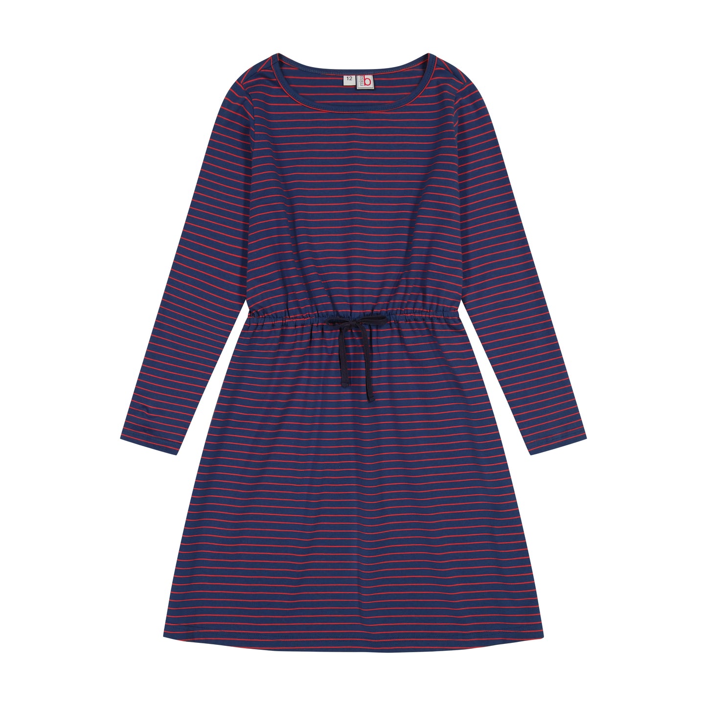 Lila Drawstring Dress Navy Red Ministripe