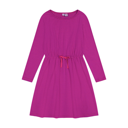 Lila Drawstring Dress Pink Magenta Stripe