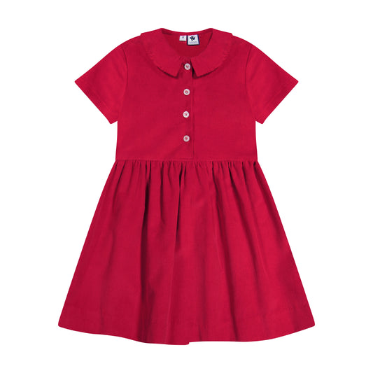 Charlotte Point Collar Dress Red Corduroy