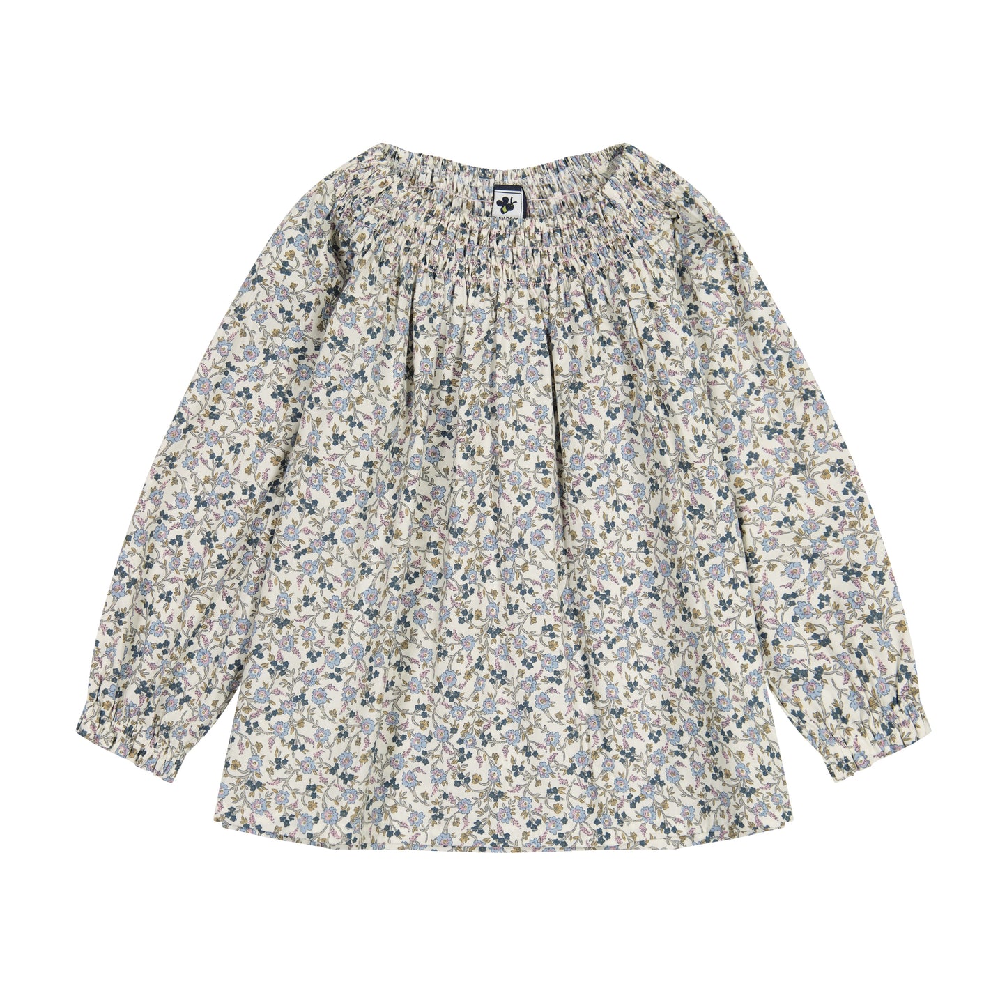 Georgina Girls Smocked Top Cream Floral