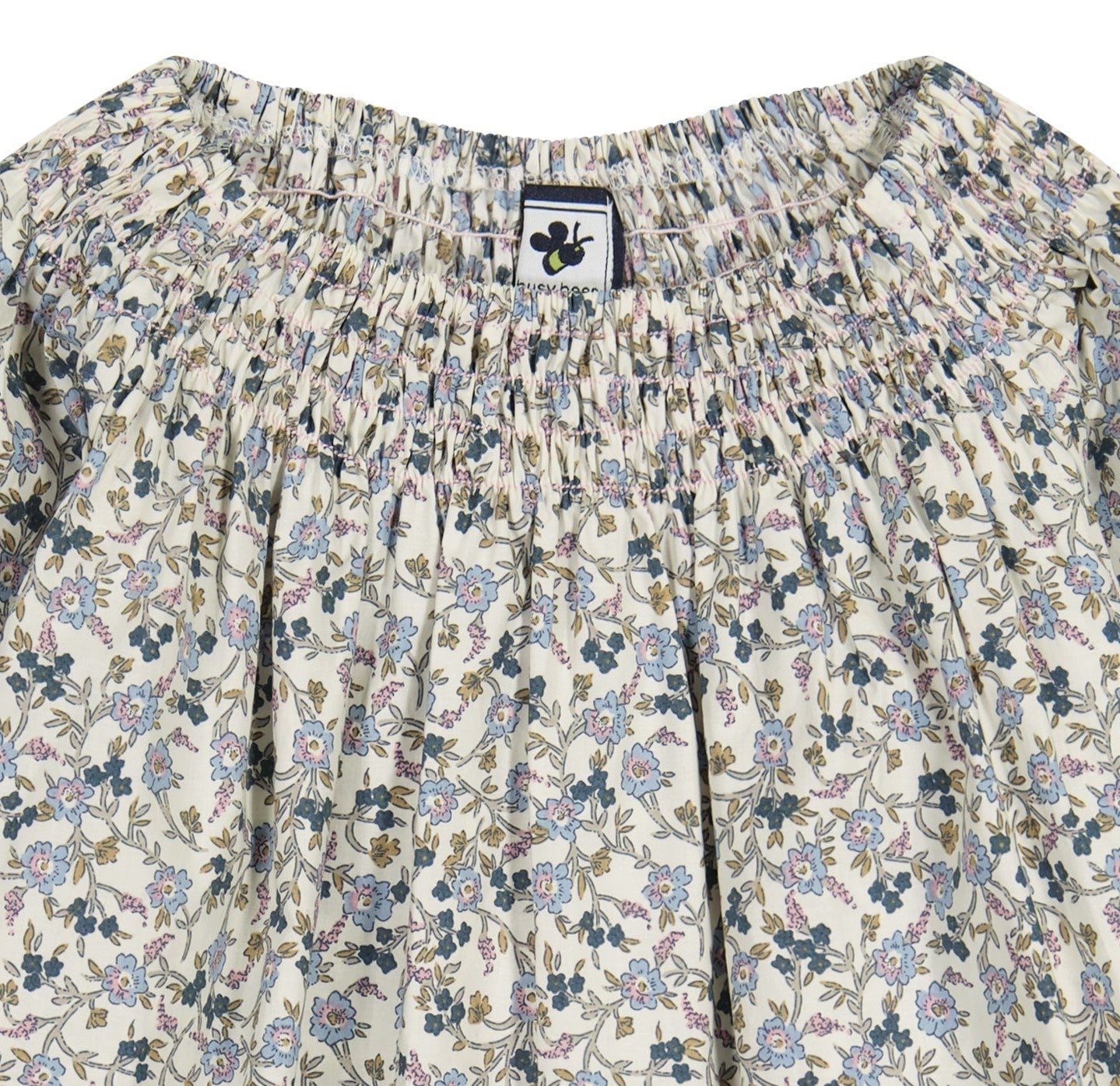 Georgina Girls Smocked Top Cream Floral