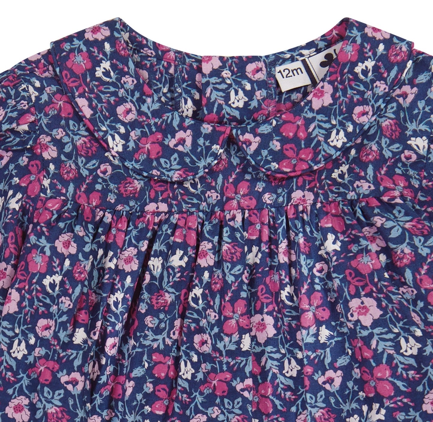 Ginny Girls Peter Pan Collar Dress Pink Navy Floral