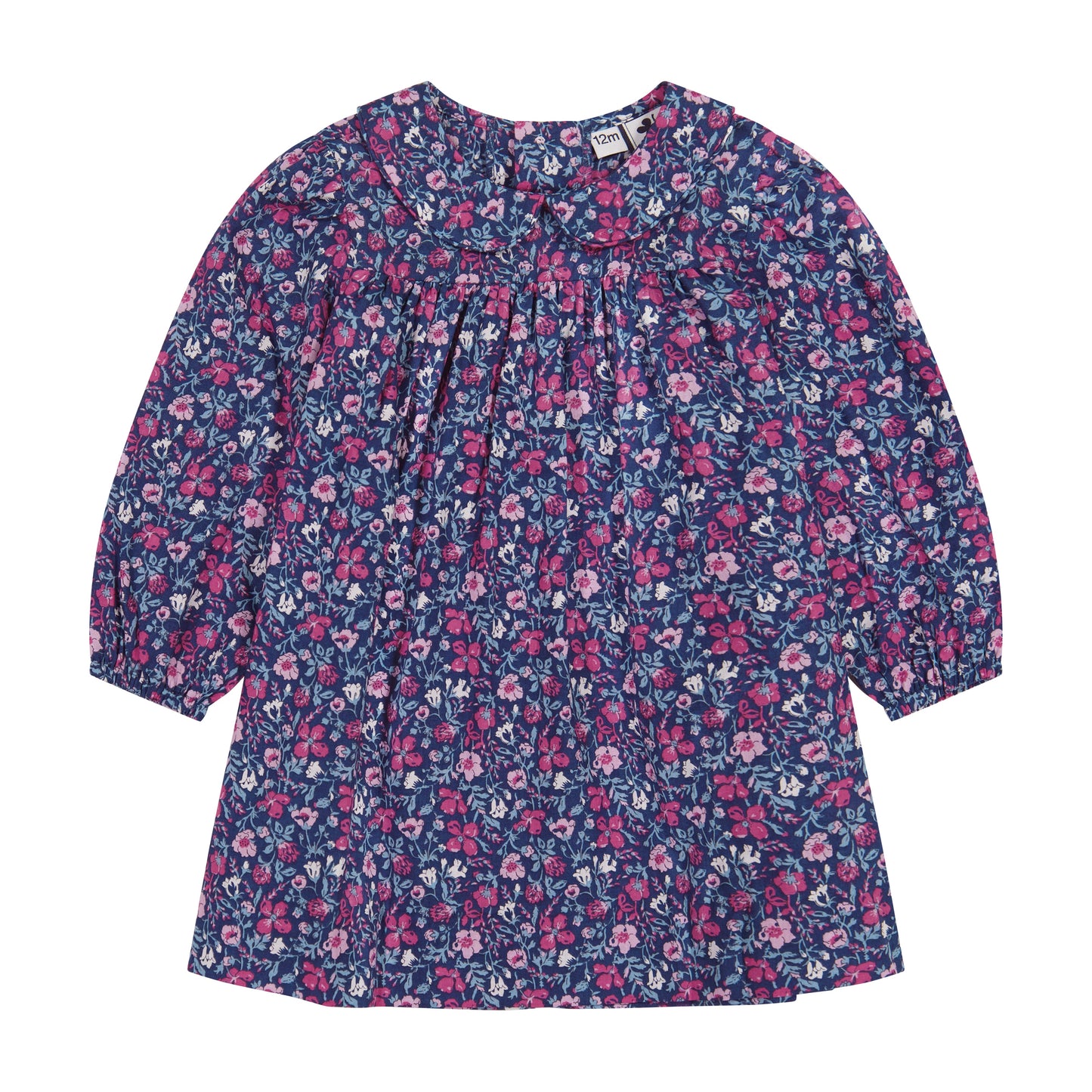 Ginny Girls Peter Pan Collar Dress Pink Navy Floral