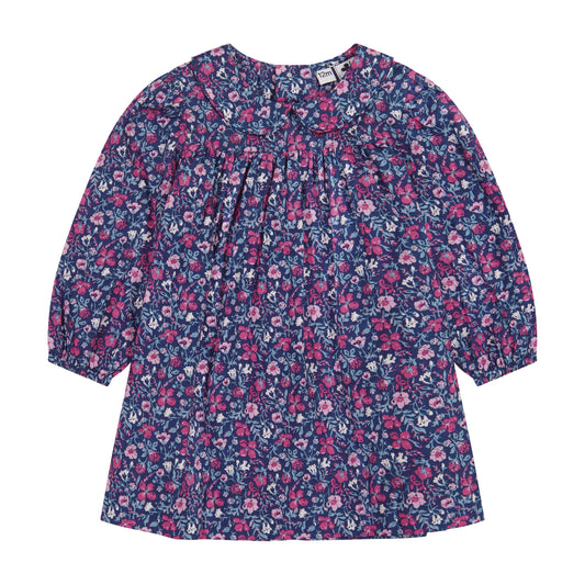 Ginny Girls Peter Pan Collar Dress Pink Navy Floral