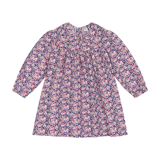 Ginny Girls Peter Pan Collar Dress Mini Pink Navy Floral