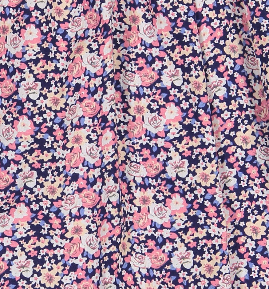 Ginny Girls Peter Pan Collar Dress Mini Pink Navy Floral