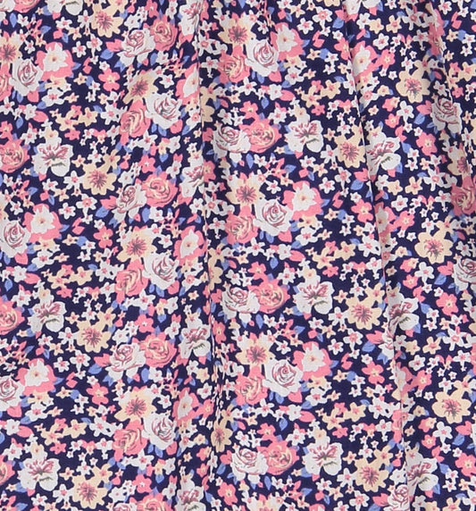 Ginny Girls Peter Pan Collar Dress Mini Pink Navy Floral