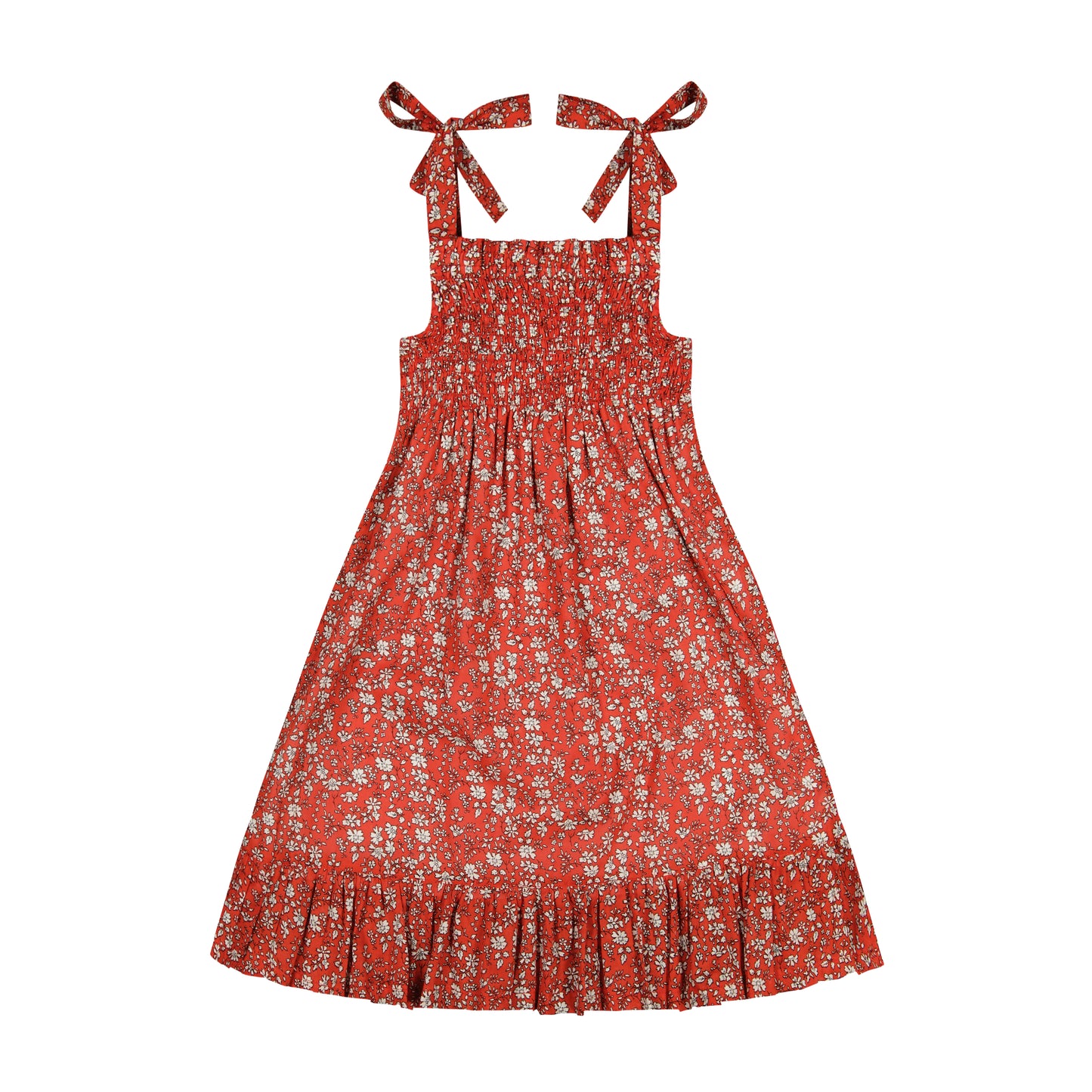 India Shoulder Tie Sundress Red Floral