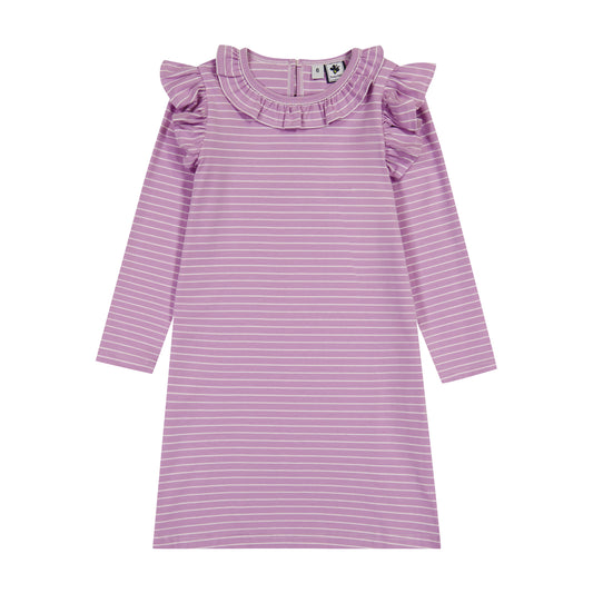 Luna Girls Ruffle Dress Lavender Stripe