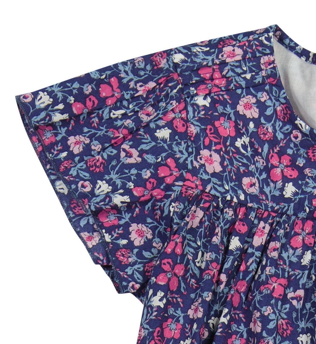 Olivia Girls A Line Dress Pink Navy Floral