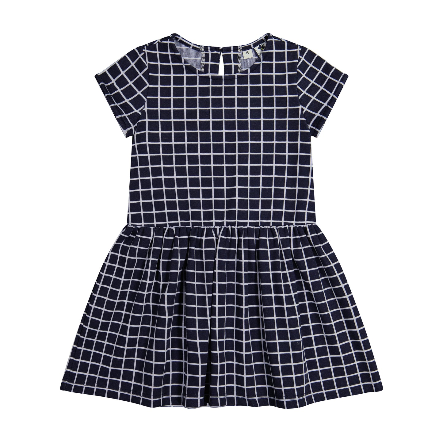 Palmer Girls Dropwaist Dress Navy Windowpane Check