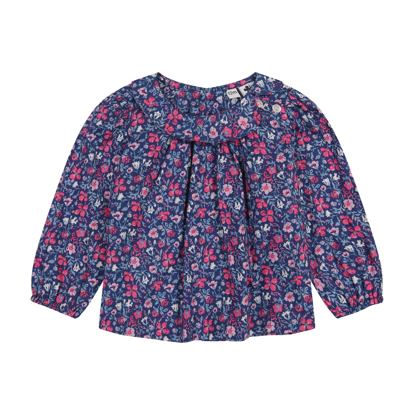 Sadie Side Peter Pan Collar Blouse Pink Navy Floral