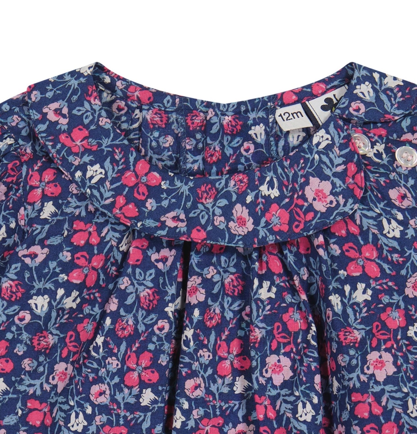 Sadie Side Peter Pan Collar Blouse Pink Navy Floral