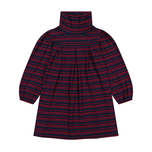 Suzy Girls Turtleneck Dress Navy Red Stripe