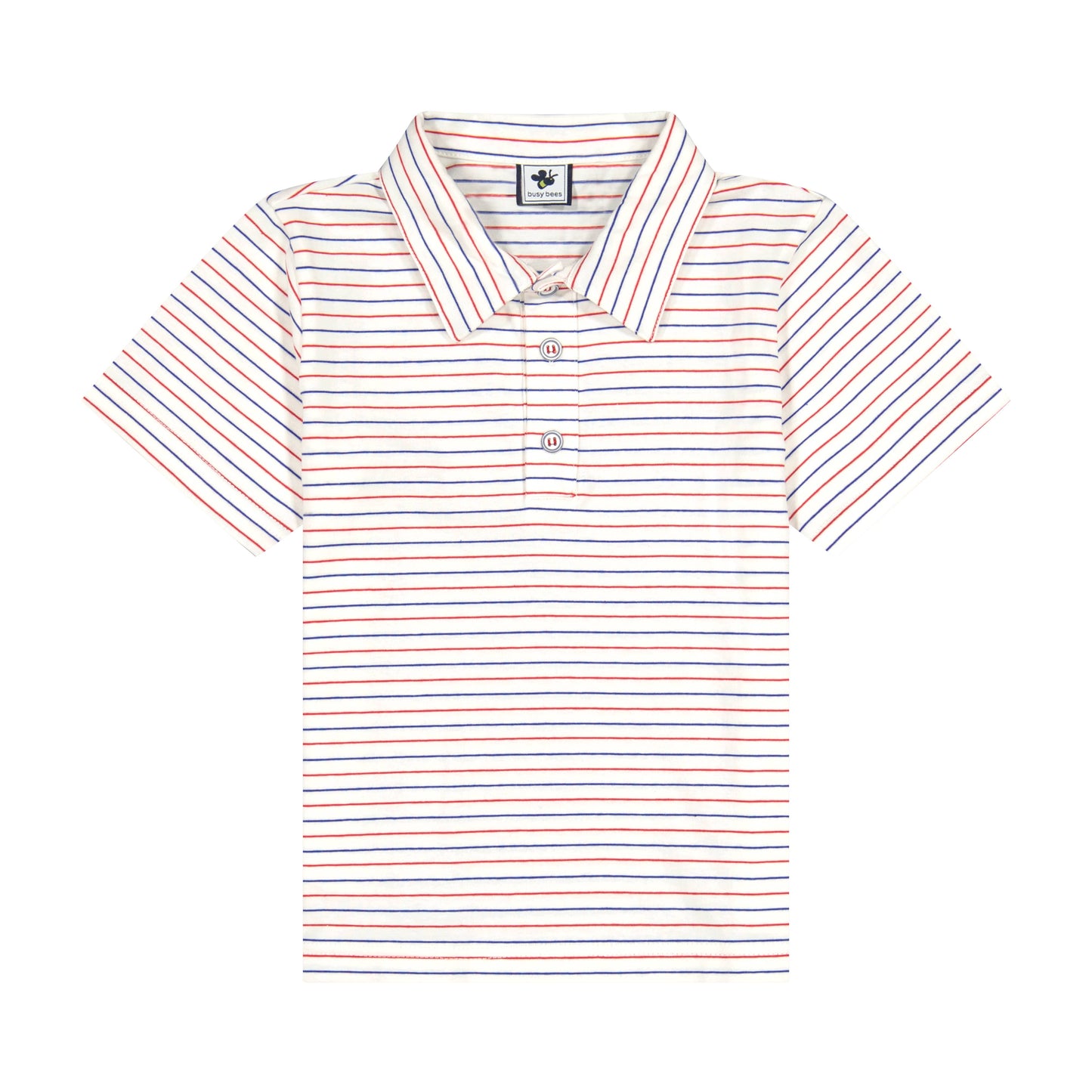 Boys Short Sleeve Polo Red White and Blue Stripe