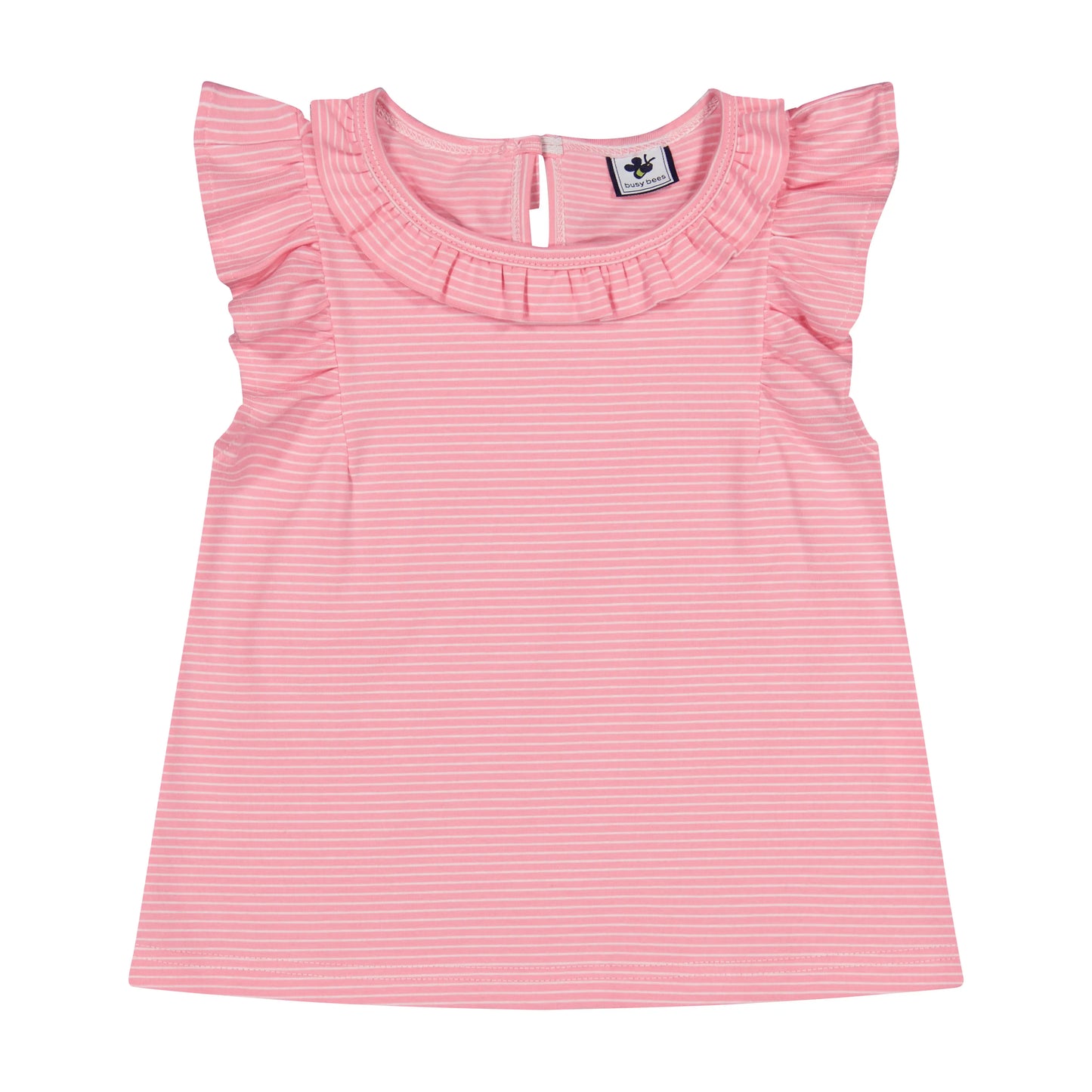 Colette Flutter Sleeve Top Pink Mini Stripe