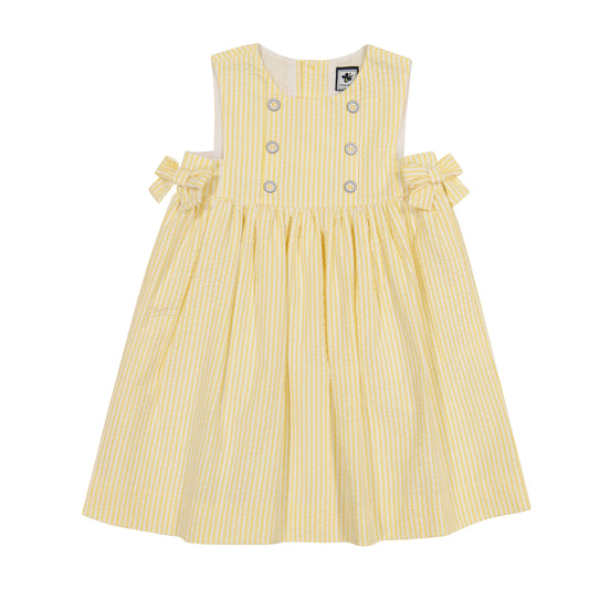 Lara Bib Front Dress Yellow Stripe