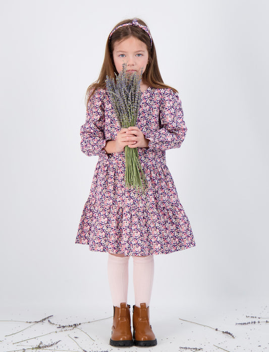 Poppy Girls Dropwaist Dress Mini Pink Navy Floral