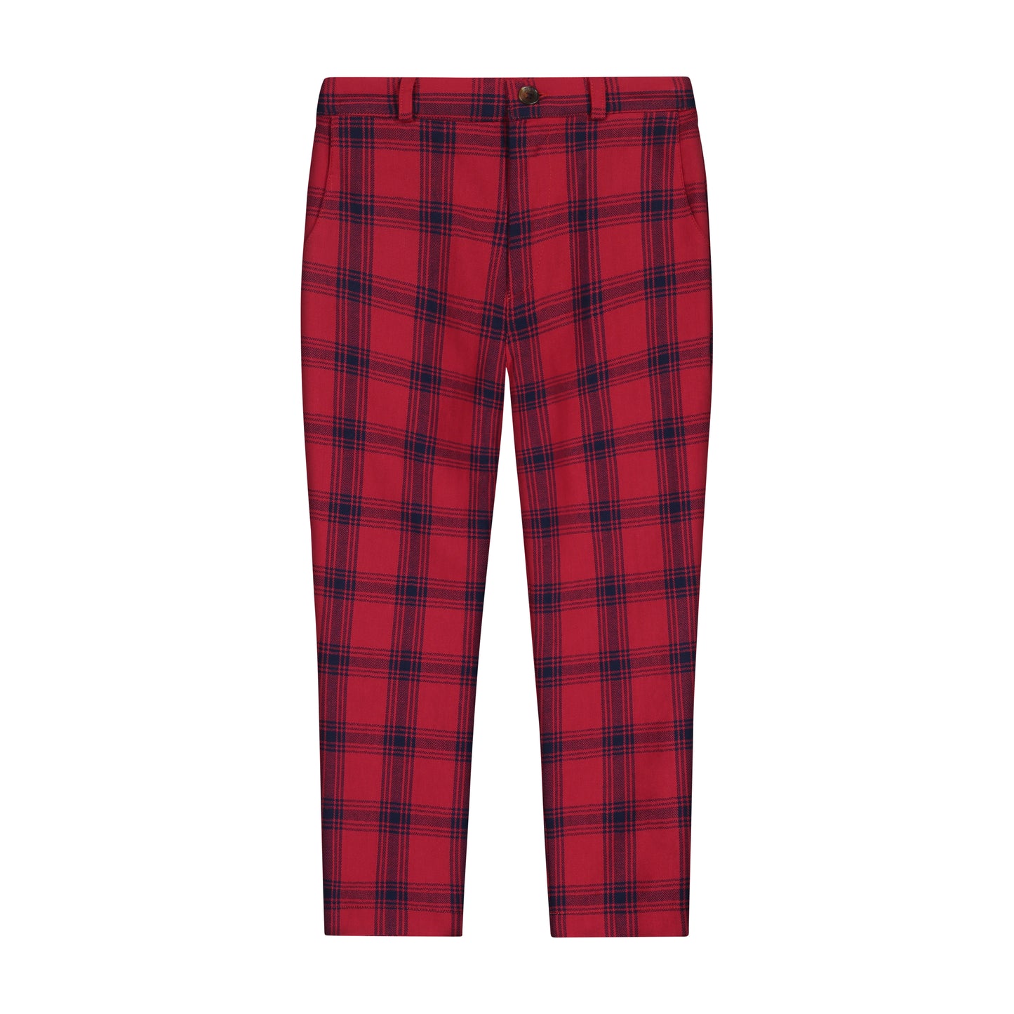 Alex Boys Flat Front Pant Red Plaid