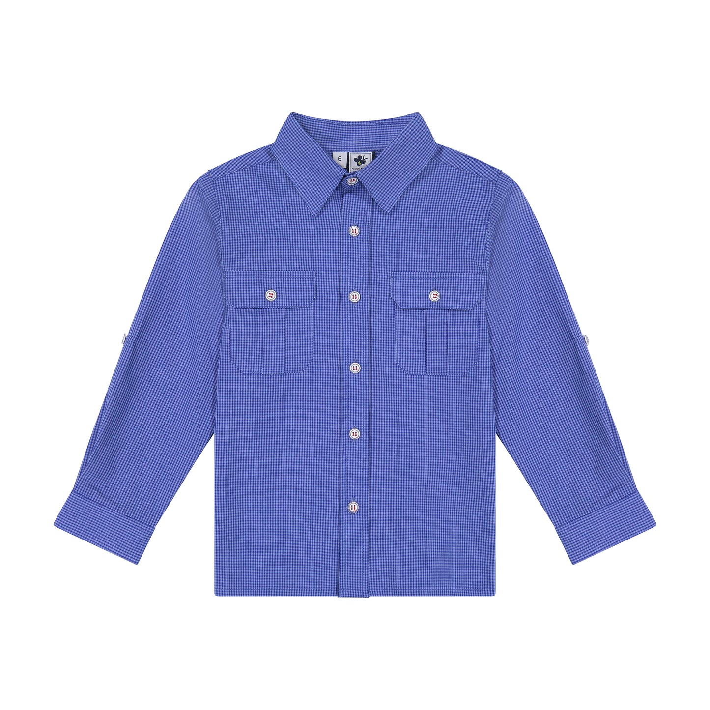 Reece Boys Camp Shirt Navy Blue Mini Check