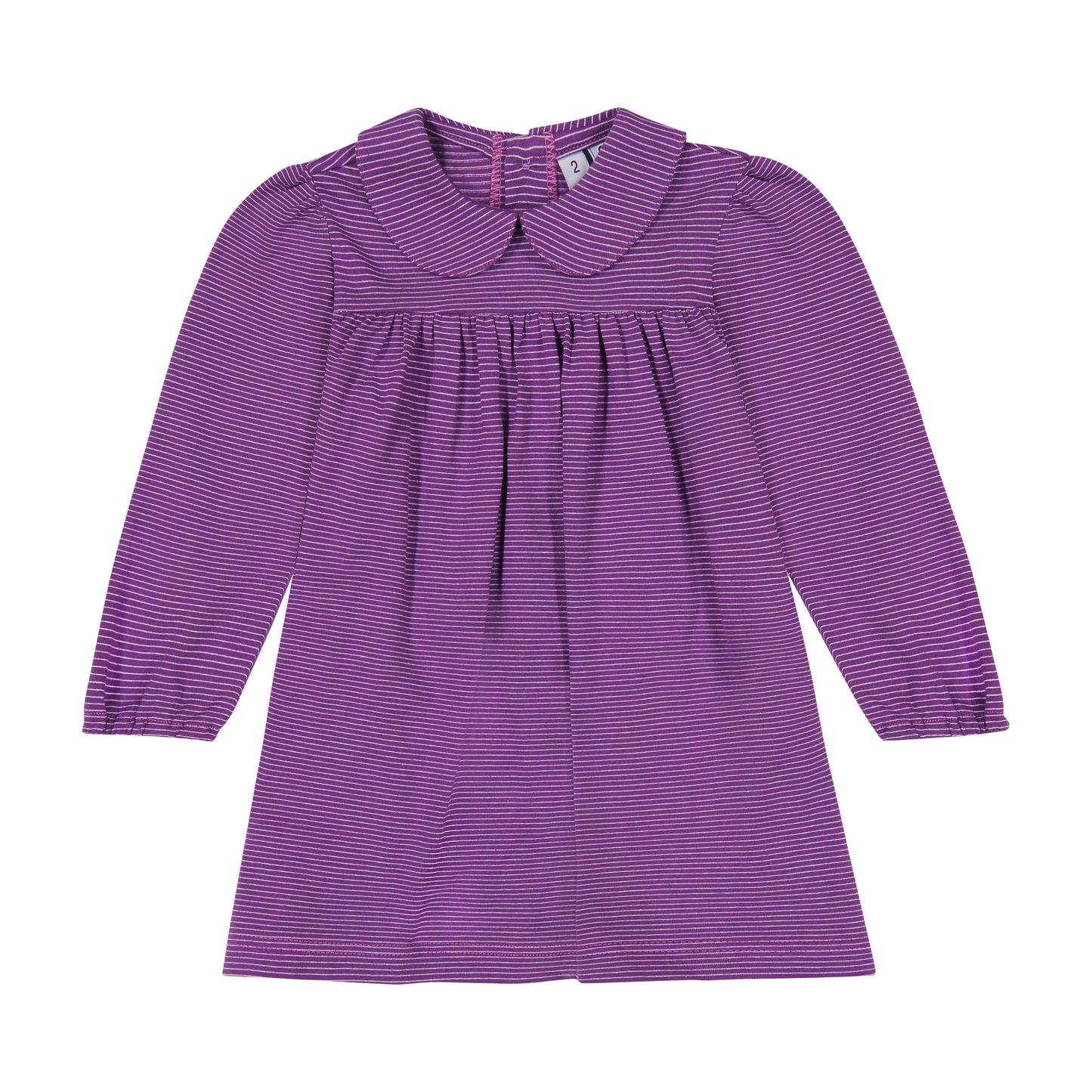 Ginny Girls Peter Pan Collar Dress Plum Mini Stripe