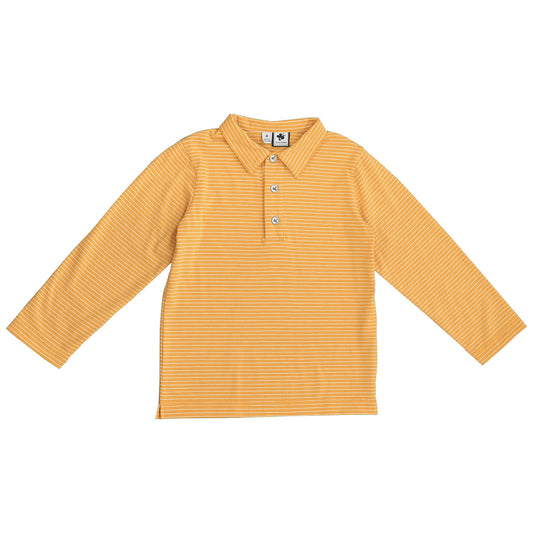 Boys Long Sleeve Polo Marigold Stripe