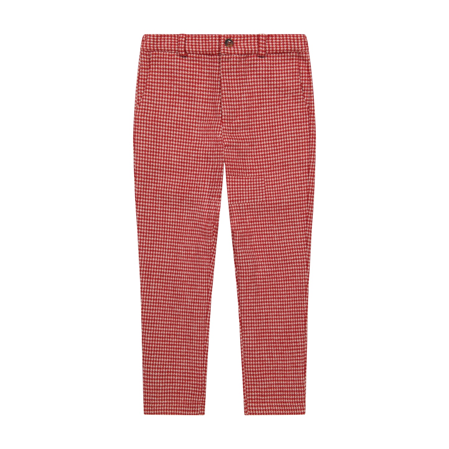 Alex Boys Flat Front Pant Red Houndstooth Check