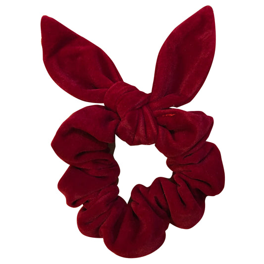 Preppy Holiday Scrunchy With Bow Red Velvet